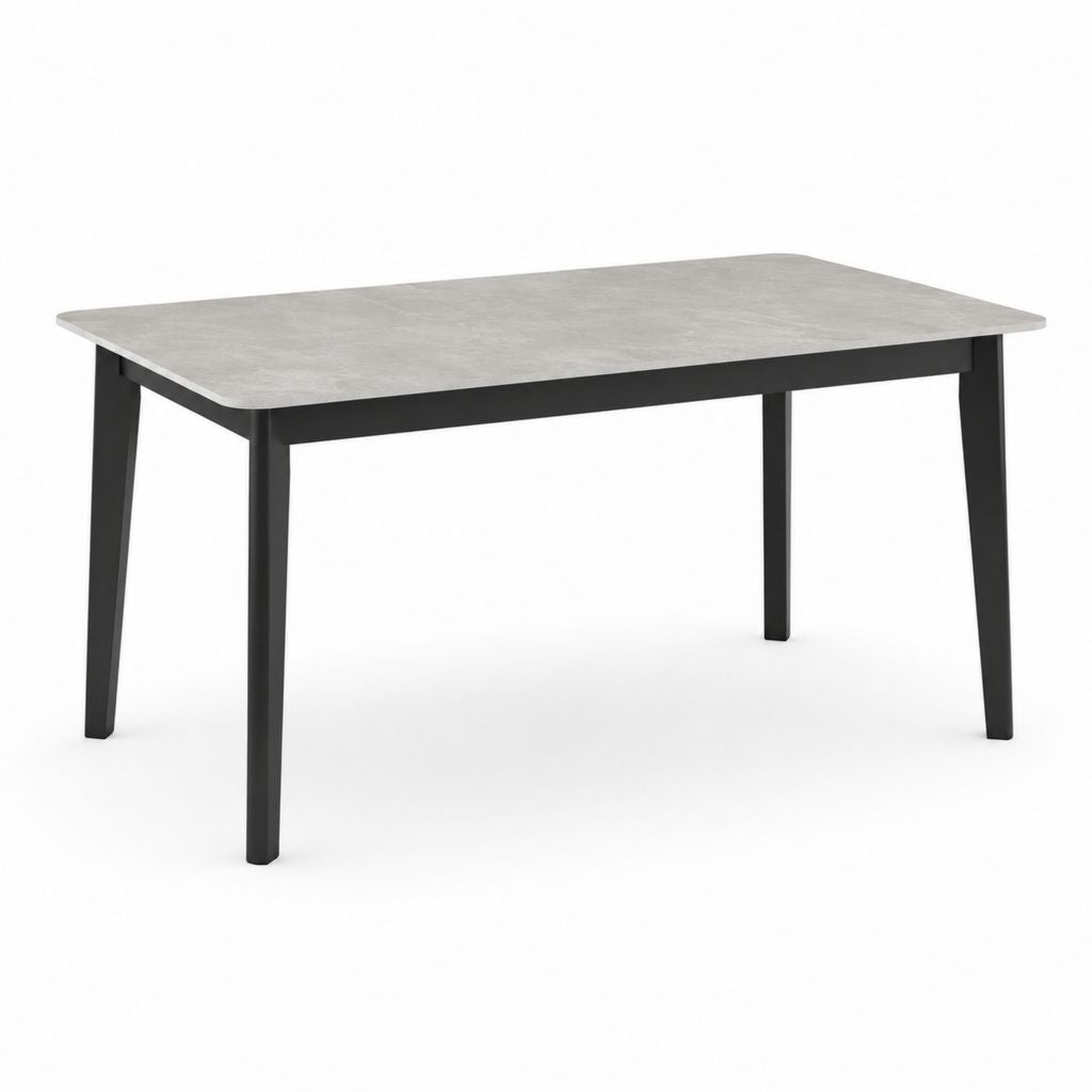 Rechteckiger Esstisch aus MDF-Melamin und Stahl, grauem Zement und schwarz, 120 × 80 × 75 cm