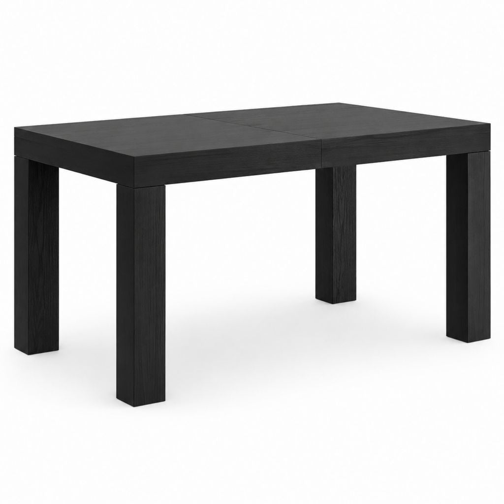 Rechteckiger Esstisch aus schwarzem Holz, 120-160 × 80 × 75 cm