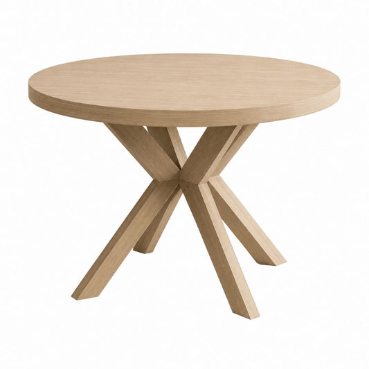 Runder Esstisch aus MDF furniert Naturholz Eiche, Ø 120 × 75 cm