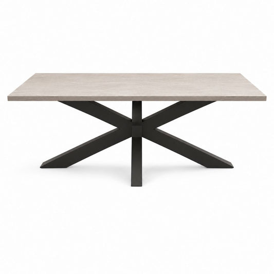 Rechteckiger Esstisch aus Holz und Stahl, grau und schwarz, 180 × 90 × 76 cm