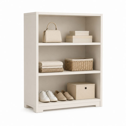 Offene Stiefel in 3-Zimmer-MDF, Elfenbein, 80 × 30 × 100 cm