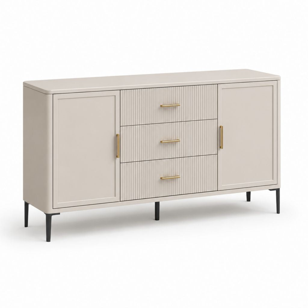 Rechteckiger Glaube aus MDF beige mit 2 Türen und 3 Schubladen, 140 × 40 × 80 cm
