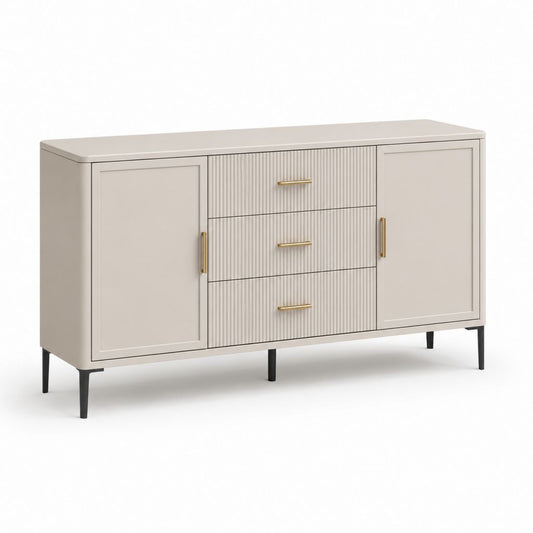 Rechteckiger Glaube aus MDF beige mit 2 Türen und 3 Schubladen, 140 × 40 × 80 cm